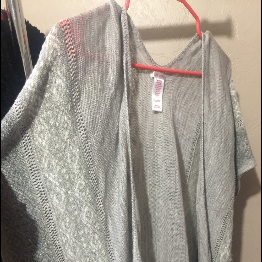 gray silver slight gold stitching kimono sweater